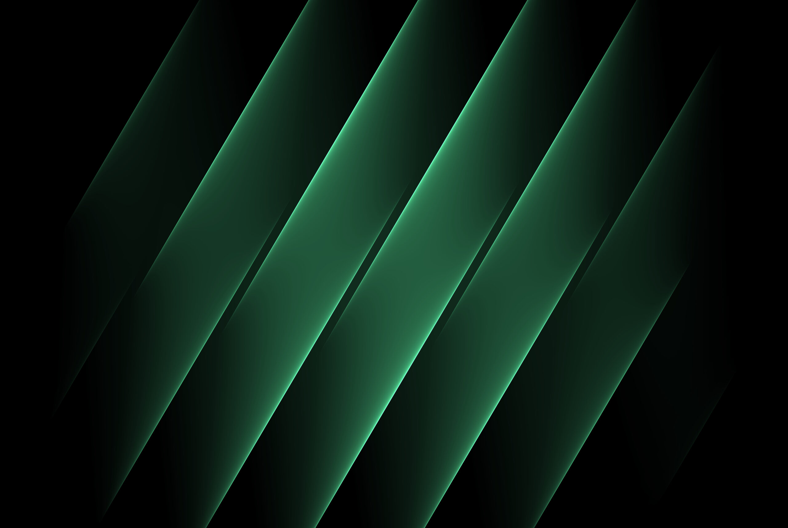Abstract design of glowing diagonal green lines across a dark background.